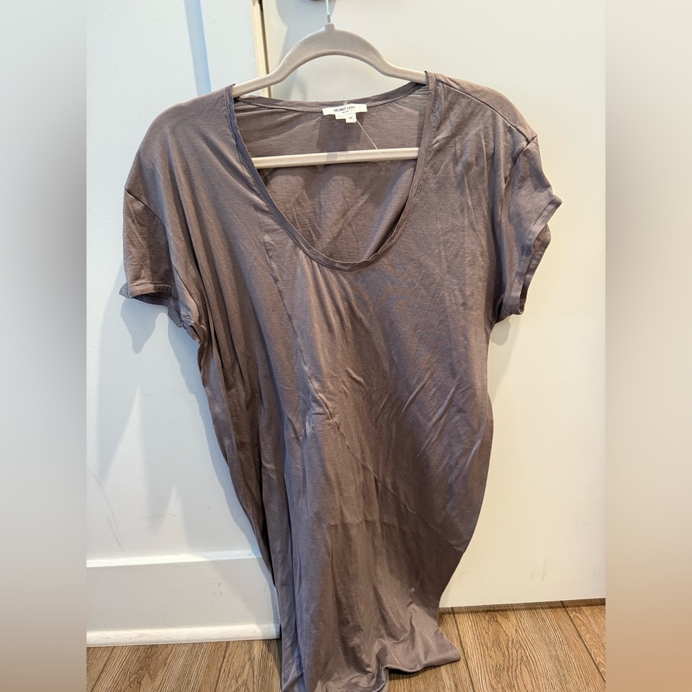 Helmut Lang Taupe Short Sleeve Dress/Top